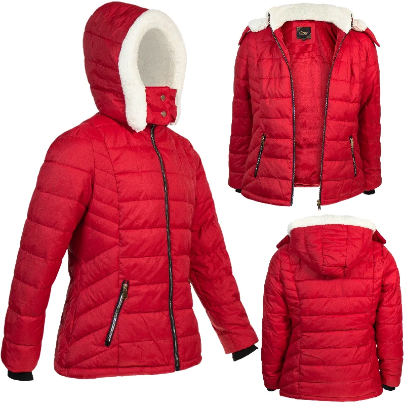 Men's Coats with Wind-Resistant FabricWomen's Warm Wholesale Puffer Coats in Red in Assorted Sizes - Bulk Case of 12 Winter Jackets