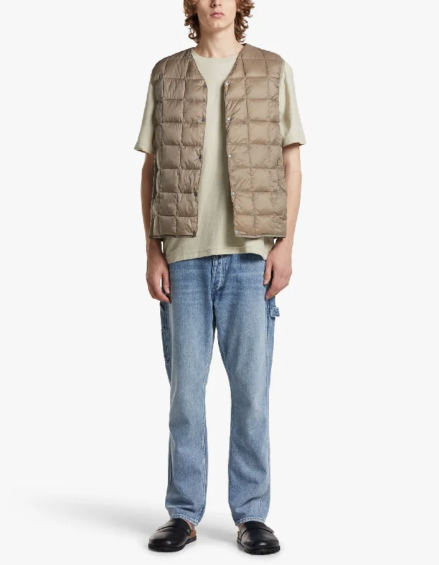 Fashionable Men's Denim JacketsV Neck Button Down Vest - Khaki