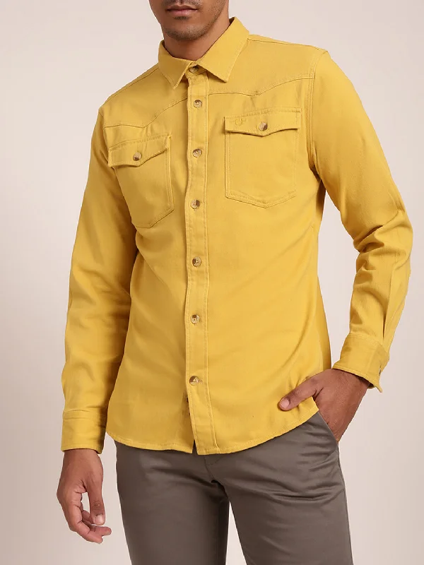 Men's Coats for SnowshoeingTrue Religion Yellow Regular Fit Shirt