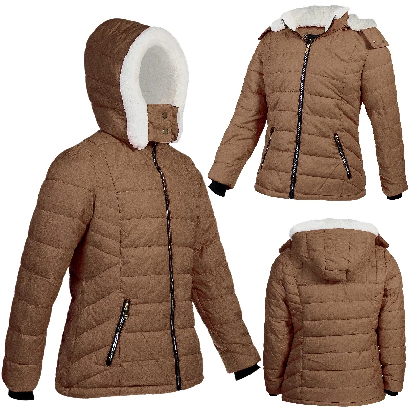 Men's Coats for RunningWomen's Warm Wholesale Puffer Coats in Brown in Assorted Sizes - Bulk Case of 12 Winter Jackets