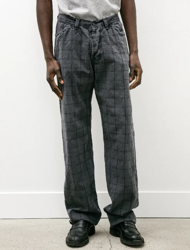 Men's Pants with Ripped and Distressed Details122 Pleat Back Trousers Herdwick Check Logwood