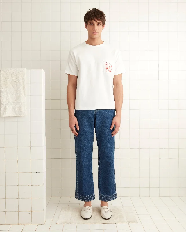 Men's Pants with Wrinkle-Resistant FabricEmbroidered Denim Knolly Brook Trousers