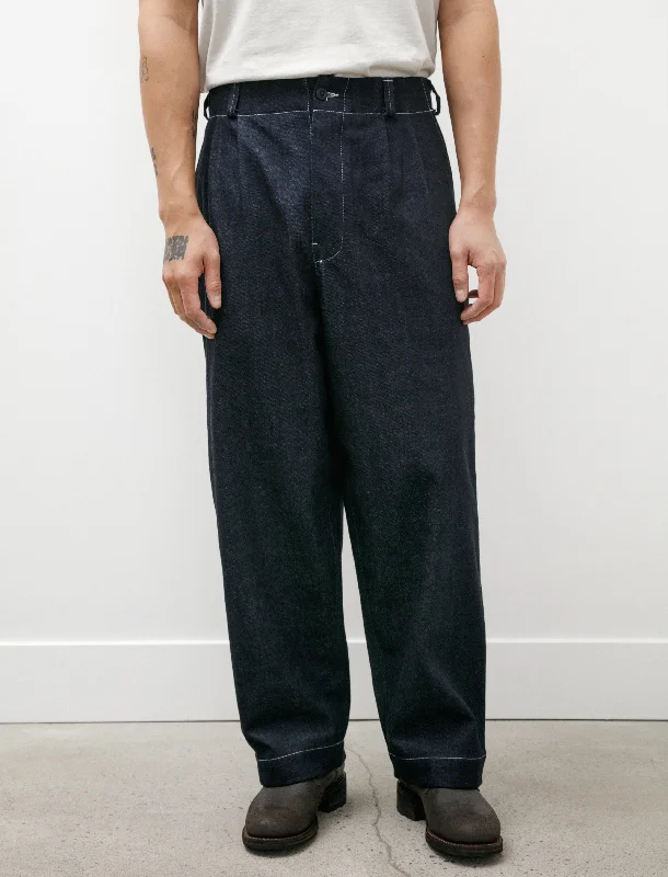 Men's Pants with Graphic PrintsTwo Pleat Pant Organic Cotton Denim Indigo