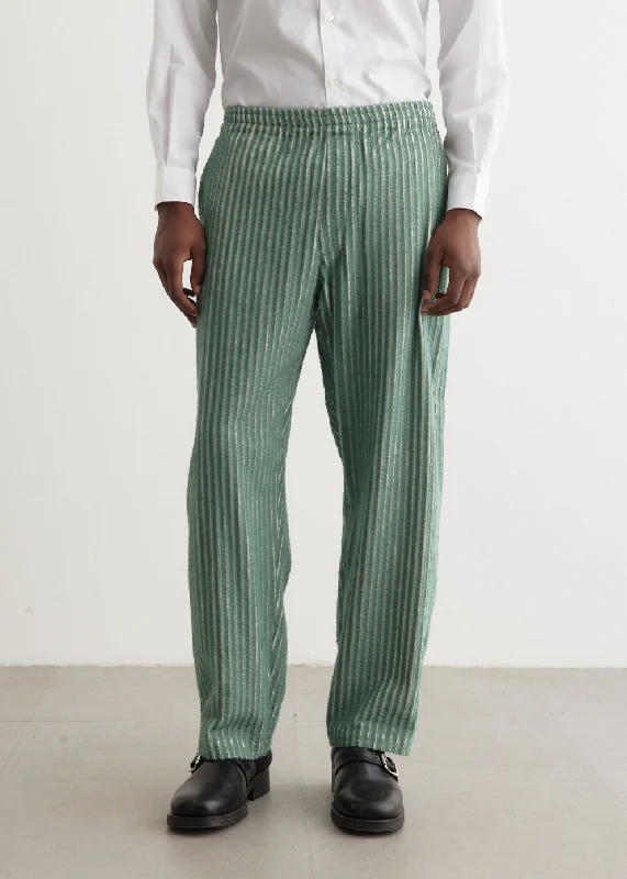 Men's Pants with Logo EmbossmentsHand-Frayed Stripe Trousers