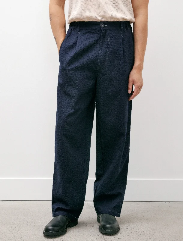 Men's Pants with Embroidered DesignsCosmic Pants Japanese Seersucker Navy