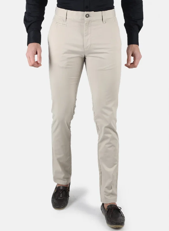 Layered Men's OverallsMen Cream Smart Fit Trouser