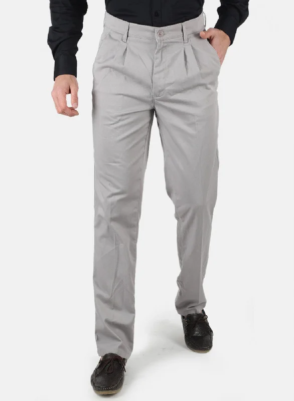 Men's Velcro-Closure Pants for ConvenienceMen Grey Regular Fit Trouser