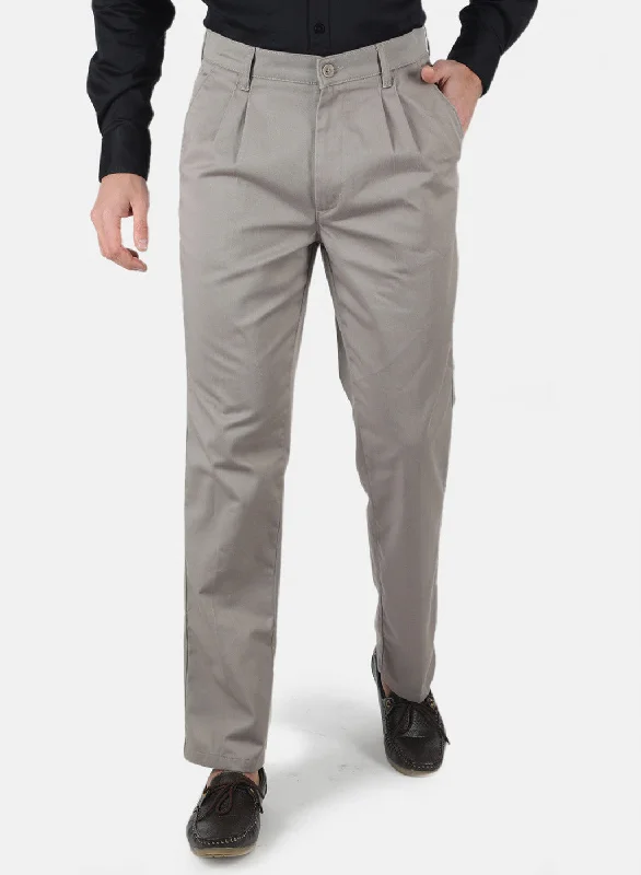 Men's High-Waisted Pants for a Retro StyleMen Grey Regular Fit Trouser