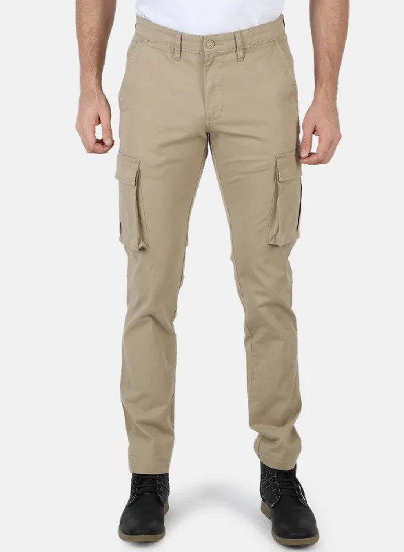 Men's Velcro-Closure Pants for ConvenienceMen Khaki Printed Trouser