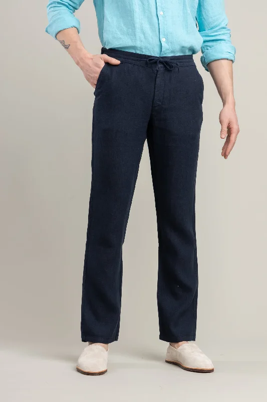 Men's Pants with SuspendersNavy Linen Pants